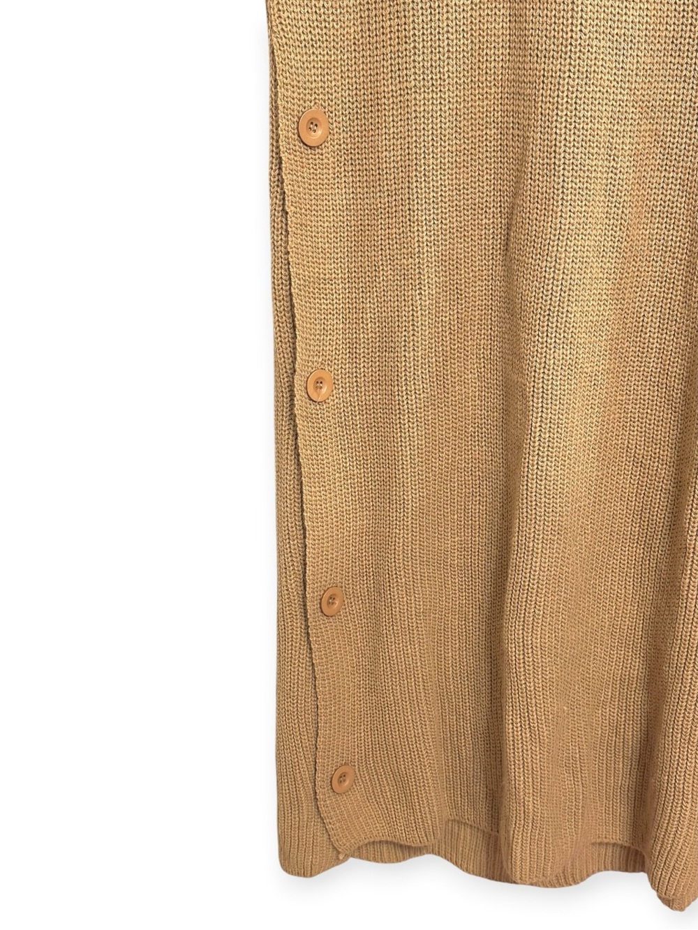 KISA Camel Knit Sweater Dress Maxi Wool Slit L - Picture 6 of 10